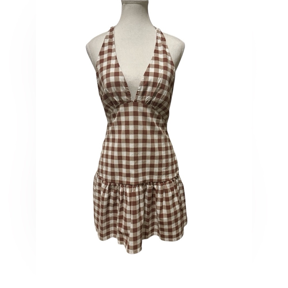 Free People Cecil Mini Gingham Halter Dress Size XS NWT - Picture 7 of 16